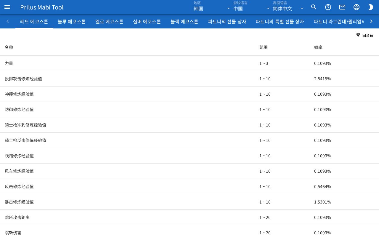 概率表页面